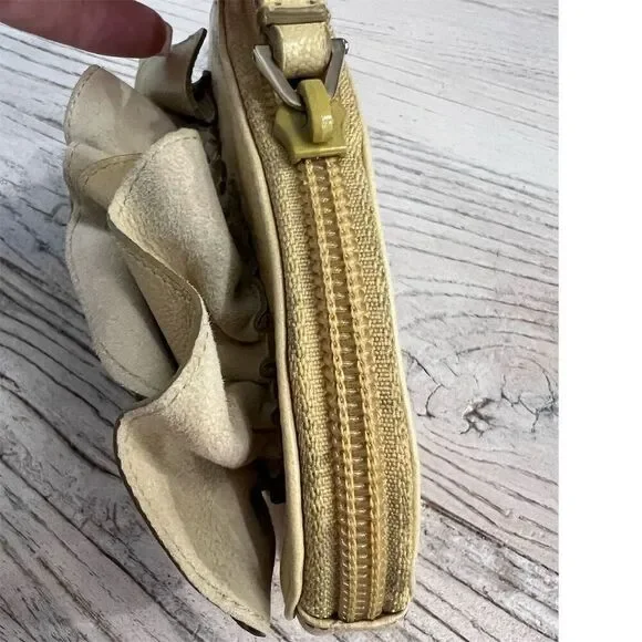 Yves Saint Laurent Leather Wristlet Clutch Rive Gauche Gold small Authentic - Picture 6 of 15